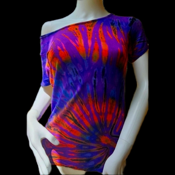 TIE DYE *2 Colors Avail*Rayon Stretch T- Shirt Top OS-NEW - Picture 2 of 6
